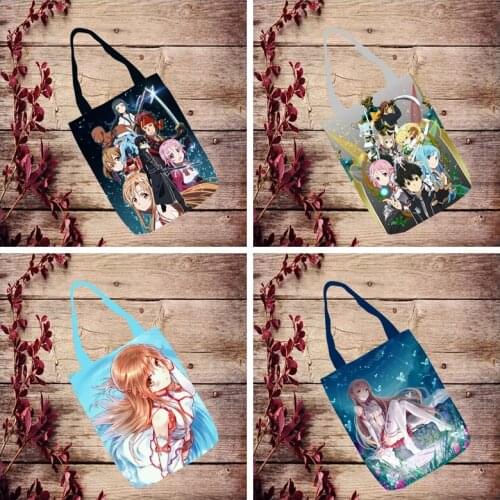 IVYYE 1PCS Sword Art Online Fashion Anime Canvas Shoulder Bags Casual Shopping Bag Tote Handbag Travel Lady Girls New