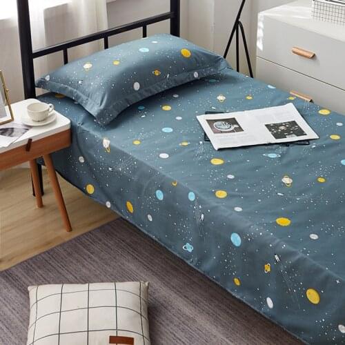 Yaapeet Printed Bed Set Linens 1pc Flat Bed Sheet +2pc Pillowcase Twin Queen Plain Single/ King Printed For Bed Double Bedsheet