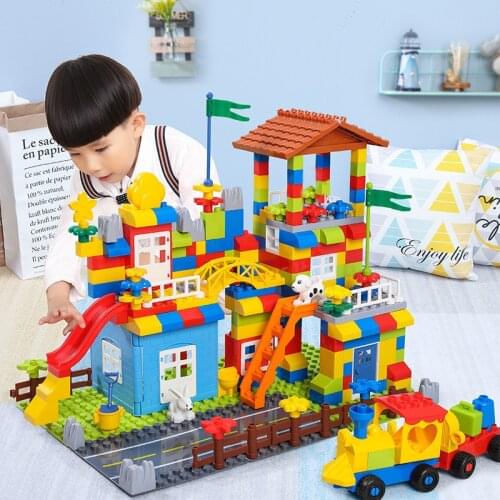 NEW Big Particle Blocks Race Run Slide Blocks Compatible City Blocks House Castle Building Blocks Brick Toy