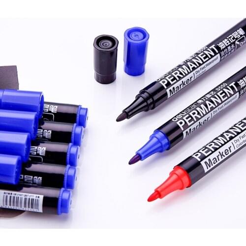 3Pcs Marker Pens Instant Dry Do Not Fade Permanent 1.5mm Oil Type Low Carbon Black Red Blue Marking School Office Home S550