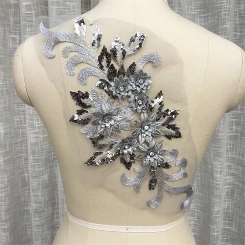 Maxsin Fun 1PC embroidered lace flower patch DIY wedding dress applique sew on patches for costume graduation project