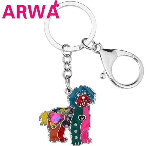 ARWA Alloy Sweet Havanese Dog Key Chains Animal Pets Key Rings Jewelry Bag Car Wallet Purse For Women Girls Fashion Decoration