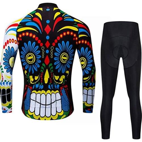 Mens Cycling Jersey Sets with Trousers Long Sleeve Summer Anti-UV Bicycle Bike Sportwear Tight Running MTB Skinsuit Clothing