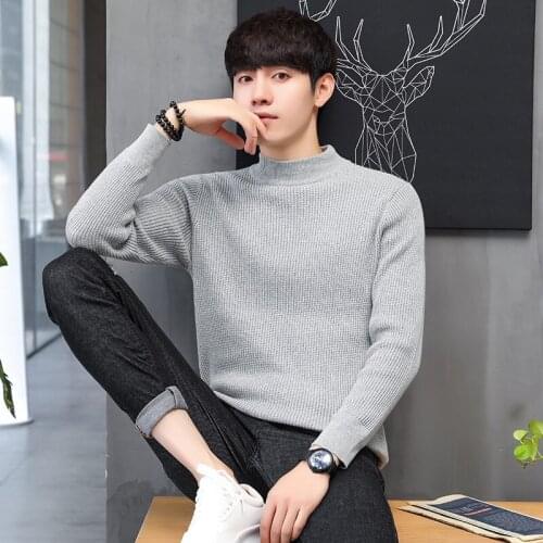 Male Autumn Winter Half High Collar Thick Warm cashmere Sweater Men Turtleneck Brand Mens Sweater Slim Fit Pullover Men Knitwear