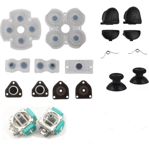 For PS4 Controller Repair Set L1 R1 L2 R2 Trigger Buttons 3D analog Joysticks Thumb Sticks Cap Conductive Rubber Kit