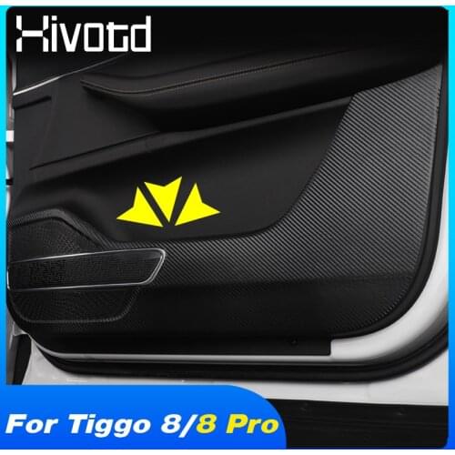 Door Anti-Kick Pad Sticker Storage Box Cover PU Leather Interior Protection Accessories For Chery Tiggo 8 /Tiggo 8 Pro 2018-2021