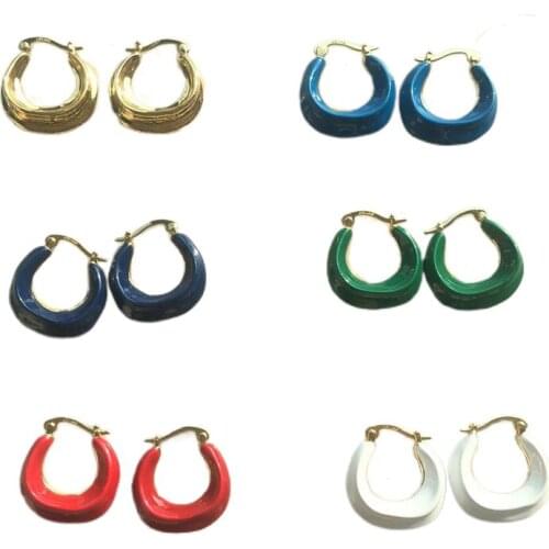New rookie field multi-color French brass small circle earrings