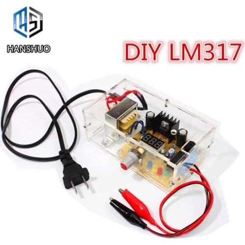 Factory Wholesale Free Shipping EU 220V DIY LM317 Adjustable Voltage Power Supply Board Learning Kit With Case