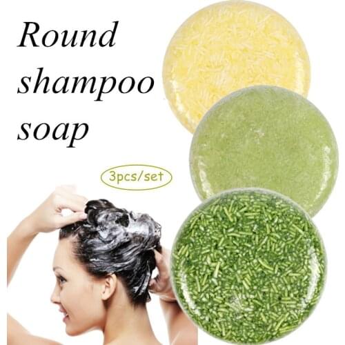 3 Colors Plant Men Women Refreshing Oil Control Gentle and Non-irritating Round Shampoo Soap