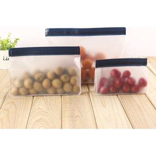 PEVA Food Storage Bag Upgrade Leakproof Top Stand Up Reusable Freezer Sandwich Ziplock Silicone Bag Food Preservation
