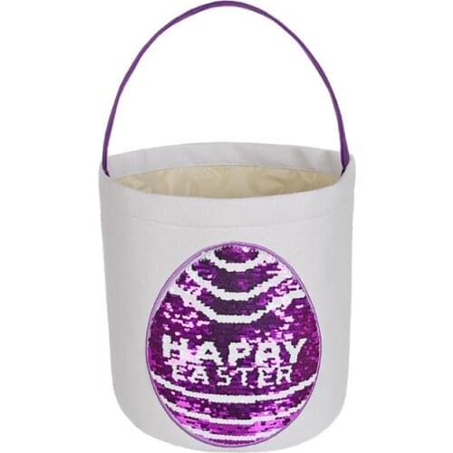 Easter Bunny Bag Sequins Tote Printed Drum Rabbit Handbag Easter Egg Basket Put Gift Storage DIY Packaing Party Favor SN3637