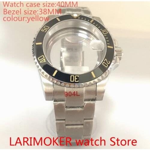 Suitable for NH35 NH36 Miyota 8215 40 mm sapphire glass 904L stainless steel case transparent back with bezel light yellow