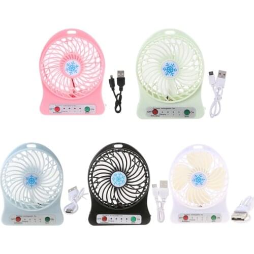 Portable LED Light Mini Fan Air Cooler Mini Desk USB Fan Third Wind USB Fan Rechargeable ABS Portable Office Outdoor Home
