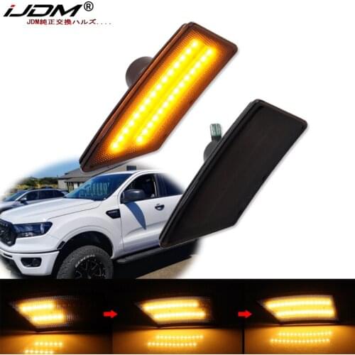 IJDM Sequential Blink Amber Strip Front Side Marker Light Fender Lamp For 2019-2021 Ford Ranger Turn Signal Light Lamps 12v T10