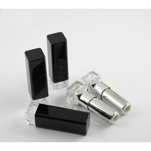 4g Empty High Grade Lipstick tube black outter UV Silver Lip tube Square Shape DIY lip stick Inner cup dia 12.1mm F20172237