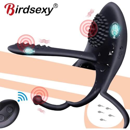 Adult Sex Toys Wireless Remote Penis Ring Vibrator Male Delay Ejaculation Clitoris Stimulator Cock Ring Couple Sex Porducts shop