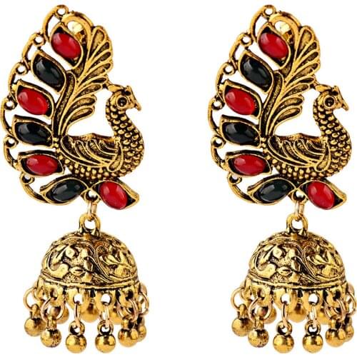 NUNCAD Earrings Bohemian Court Bell Earrings Peacock Carved Earrings Women Jewelry Wholesale Good Quality
