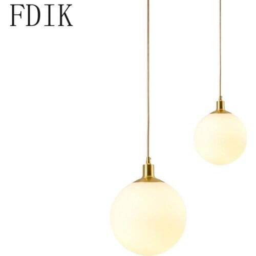 Nordic Glass Ball Gradient Pendant Lights Led E27 Bulb Hanglamp for Living/dining Room Kitchen Vintage Loft Decor Lamp Fixture