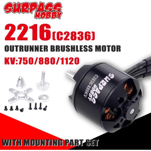 Surpass Hobby 2216 Brushless Motor Outrunner C2836 14Poles 750KV 880KV 1120kv for FPV Quadcopter Rc Airplane Fixed-wing Motor