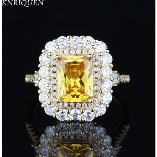 Charms 100% 925 Sterling Silver 7*9mm Topaz High Carbon Diamond Wedding Cocktail Party Rings for Women Luxury Fine Jewelry Gift