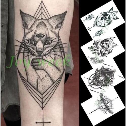 Waterproof Temporary Tattoo Sticker three eye cat deer skull animal large tatto flash tatoo fake tattoos for girl men women