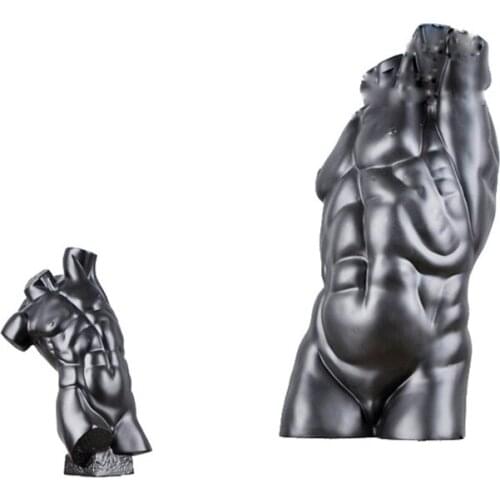 WU CHEN LONG Nordic Creative Abstract Muscle Bust Art Sculpture Black Figure Statue Figurine Resin Crafts Home Decoration R4254