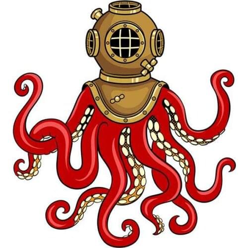 13cm For Scuba Diving Diver Helmet Graffiti Personality Creative Decals Vintage Car Scratch-Proof Sticker Decoration