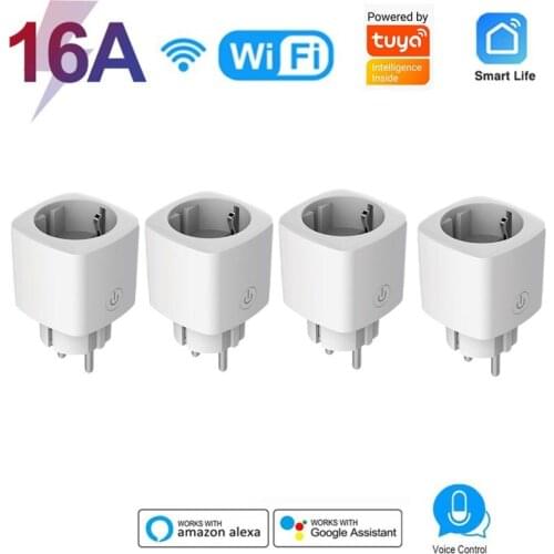 16A Tuya Smart Plug WiFi Power Socket EU/FR Outlet Smart Life APP Remote Voice Control Timer Switch Works with Alexa Google
