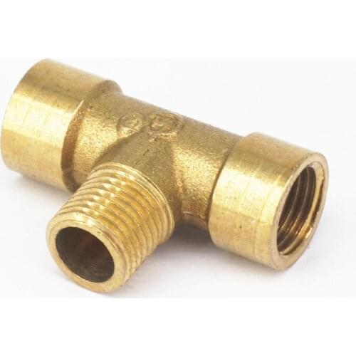 LOT 2 Tee 3 Way Brass Pipe fitting Connector 1/4" BSP male x 1/4" BSP Female x 1/4" BSP Female Thread for water fuel gas