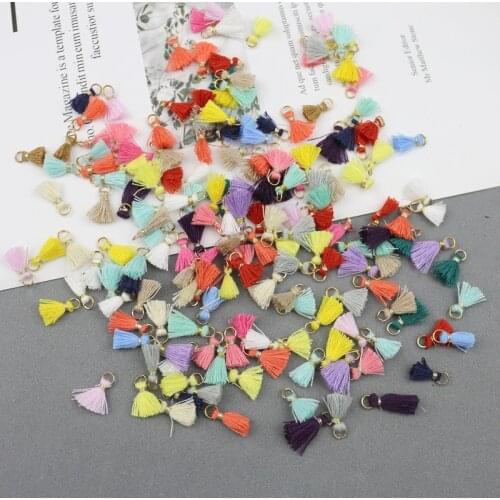 20Pcs 1cm Cotton Thread Mini Tassel Trim Pendant DIY Craft Materials Jewelry Earrings Ornaments Hanging Ring Small Fringe Trim