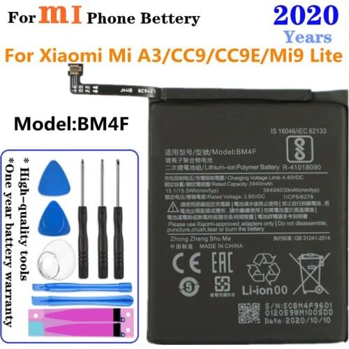2020 BM4F 4030mAh High Capacity Phone Battery For Xiaomi A3 CC9 CC9e 9 Lite 9Lite Replacement Batteries High Quality + Tools