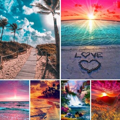 5D DIY Diamond Painting Landscape Diamond Embroidery Home Decor Picture Full Diamond Dusk Sunset Rhinestone Mosaic Picture Gift