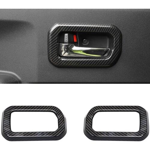 Car Accessories for Suzuki Jimny 2019 2020 2021 Carbon Fiber Look Interior Door Handles Frame Cover Trim 2pcs
