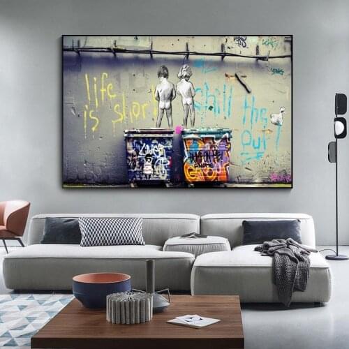 Banksy Art Life is Short Chill the Duck Out Canvas Paintings Graffiti Art Canvas Posters Street Art Pictures Home Decor Cuadros