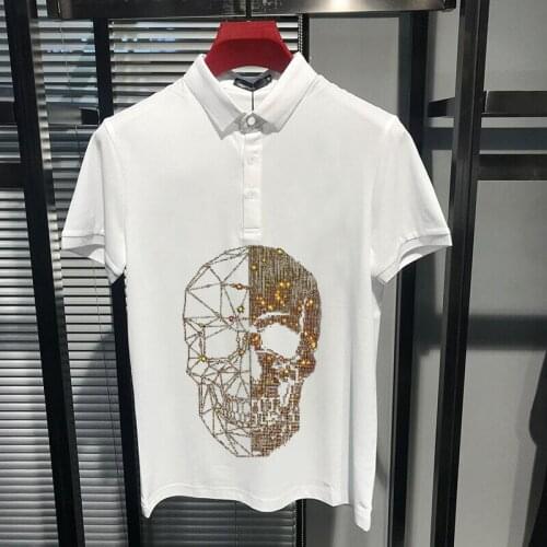 Brand Summer Mens T-Shirt High Quality Fabric Comfortable Polo Sweatshirt Popular New Arrival Hot Diamond Skull