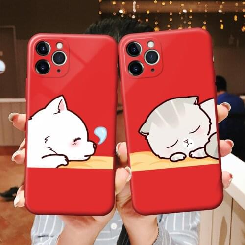 For Funda iPhone 12 11 Pro Case 6 6S 7 8 Plus XS Max Cute Cats Dogs for Cover iPhone 12 mini Case Soft TPU for iPhone XR Case