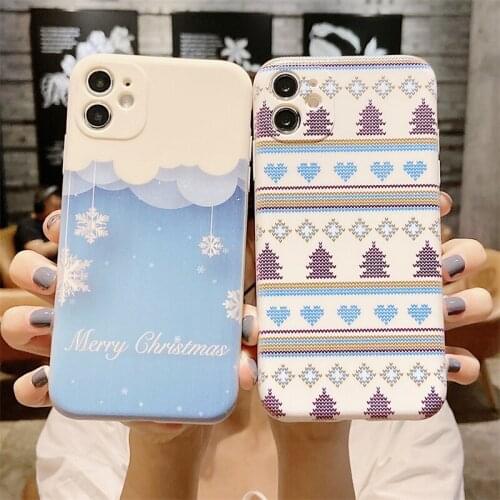 Cartoon Ink Painting Case For Samsung Galaxy S21 S20 FE Note 20 Ultra 10 S10 Lite S9 Plus Christmas Elk Gift Silicone Cover Case