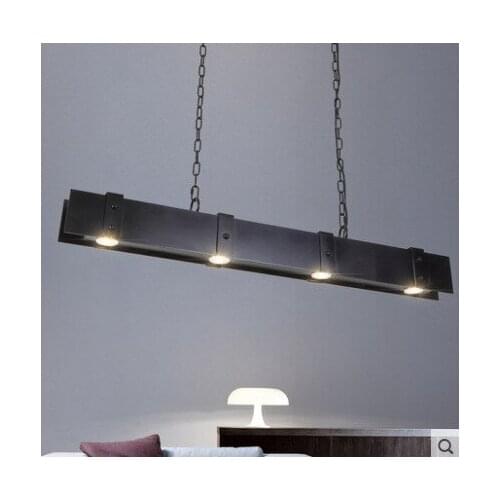Loft Retro industrial black iron rail pendant light offices restaurants coffee bar hanging lighting