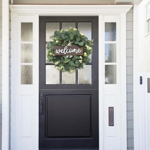 Welcome Sign Greenery Eucalyptus Wreath Artificial Garland Window Wall