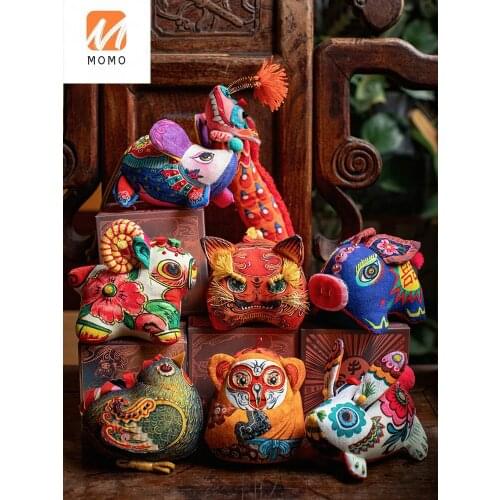 Dragon Boat Festival Sachet Perfume Bag Handmade Embroidery Car Pendant Dried Flower Portable Zodiac Blind Box Gift