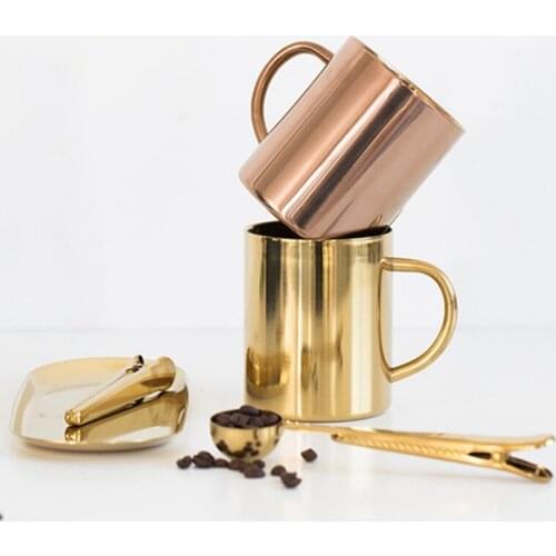 Stainless Steel Coffee Mug Portable Double Anti-scalding Cup Travel Tumbler Coffee Jug Milk Tea Cups Double Office Water Mugs