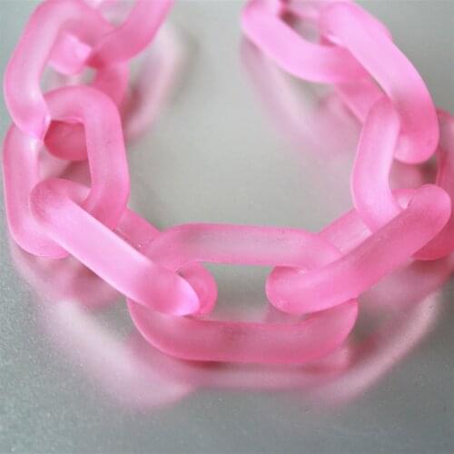 20pcs Big Matte Pink Oval Acrylic Chunky Chain Links, Translucent Open Plastic Necklace Chain Links,Size 40mmx25mm