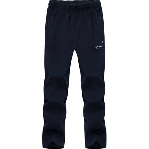 Autumn Summer Men Loose Sports Running Pants Joggers Straight Pockets Training Elastic Waist Casual Trousers Sweatpants Solid