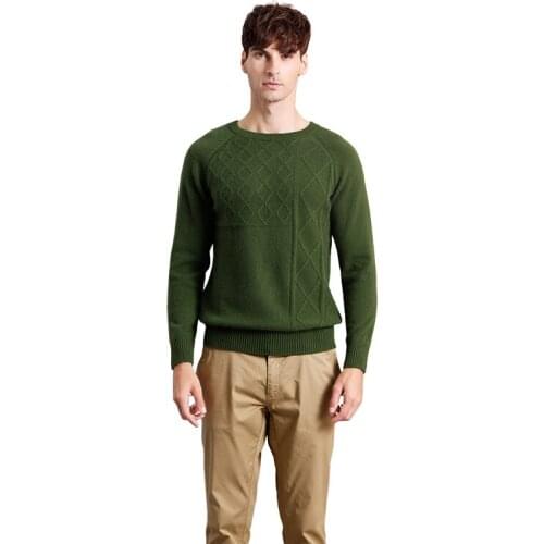 ZHILI Mens Autumn Winter Round Neck Pure Color Cashmere Sweater