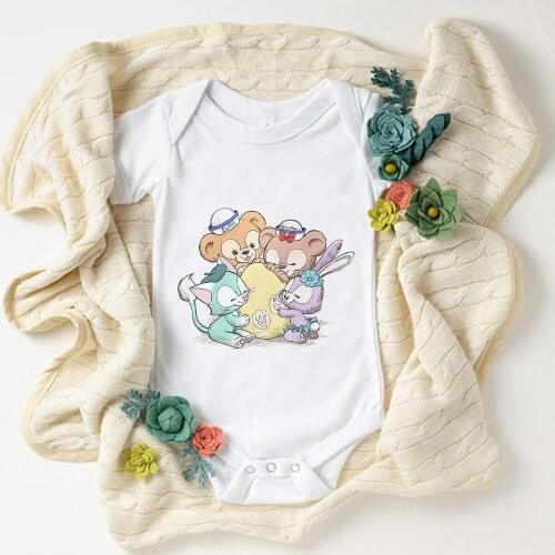New Disney Bear Duffy ShellieMay Gelatoni StellaLou Print Funny Baby Clothes Summer Infant Romper Newborn Jumpsuit
