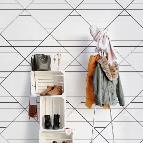 Beibehang Nordic style geometric pvc black and white lattice wallpaper living room bedroom clothing store fashion wallpaper