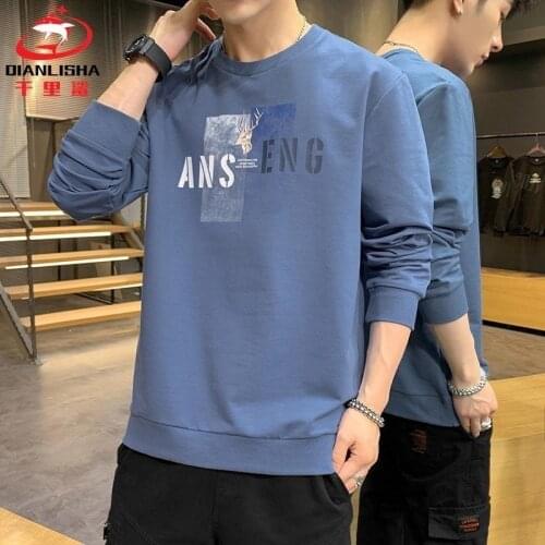 Cotton autumn and winter mens cashmere padded round neck pullover cotton sweater long sleeve T shirt casual jacket