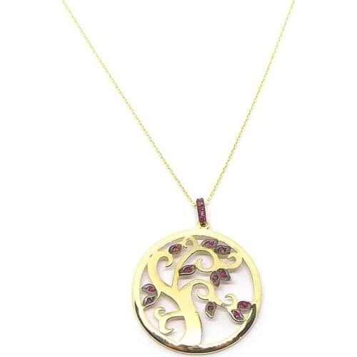 14k Gold Natural Ruby Tree Necklace PN1992