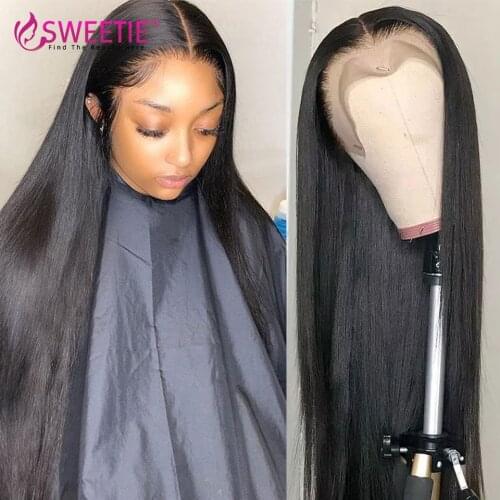 13x1 T Part Human Hair Wigs 4x1 Bone Straight Closure Wig With Baby Hair Brazilian Pre-Plucked T Lace Human Hair Wig For Woman