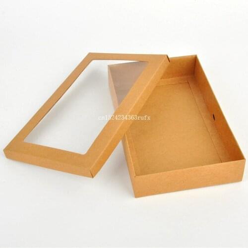 100 pcs Kraft Paper Gift Boxes Kraft Packaging Box with Window Socks Boxes Size 22x14x4.3cm